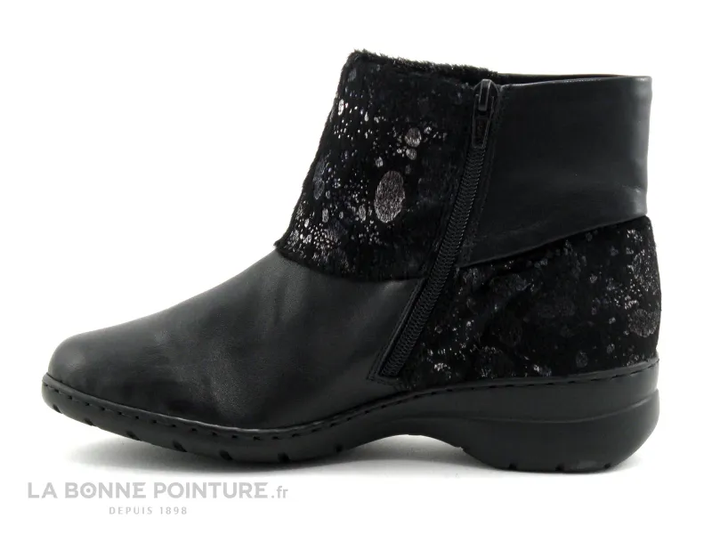 Achat chaussures Rieker Femme Boots, vente Rieker Z4363-00 Noir - Fourrure noire argent - Boots femme