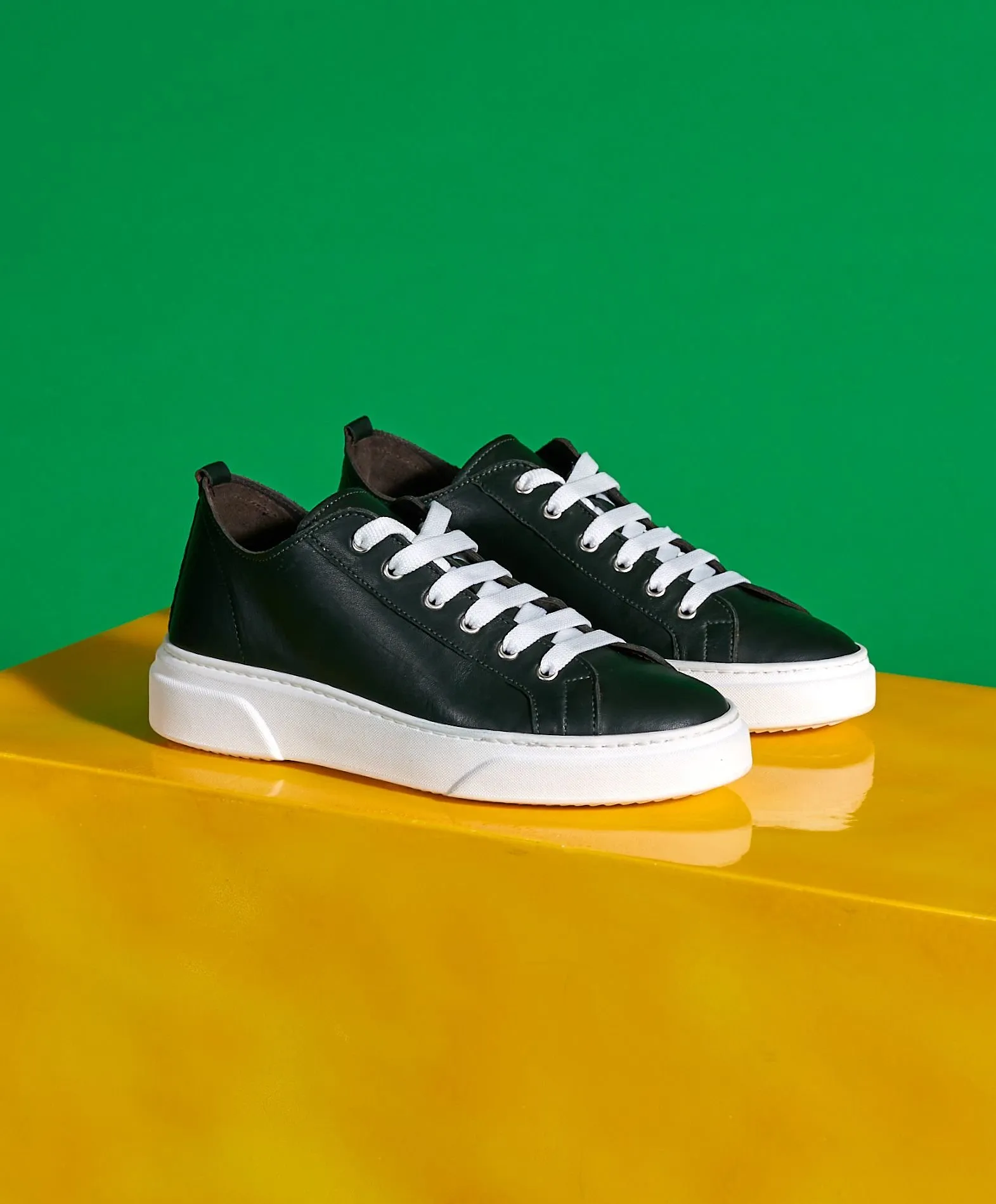 Basket cuir homme sneakers cuir homme chaussure cuir vert Pisa