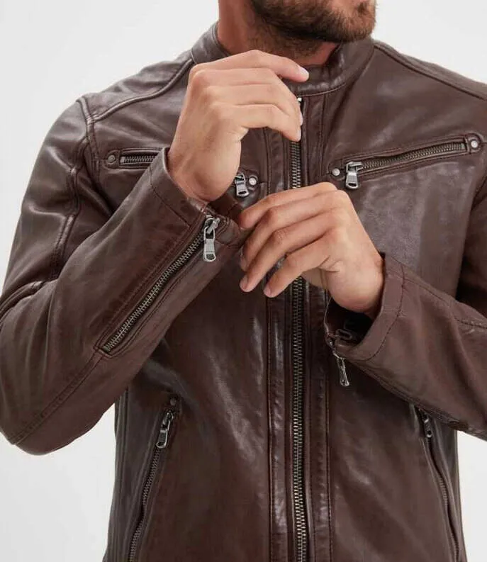 Blouson cuir homme bison style moto
