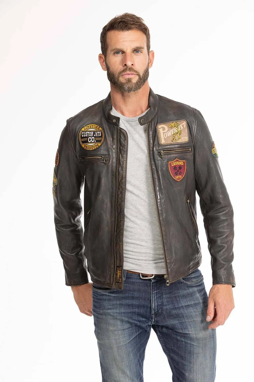 Blouson cuir homme noir style biker Daytona