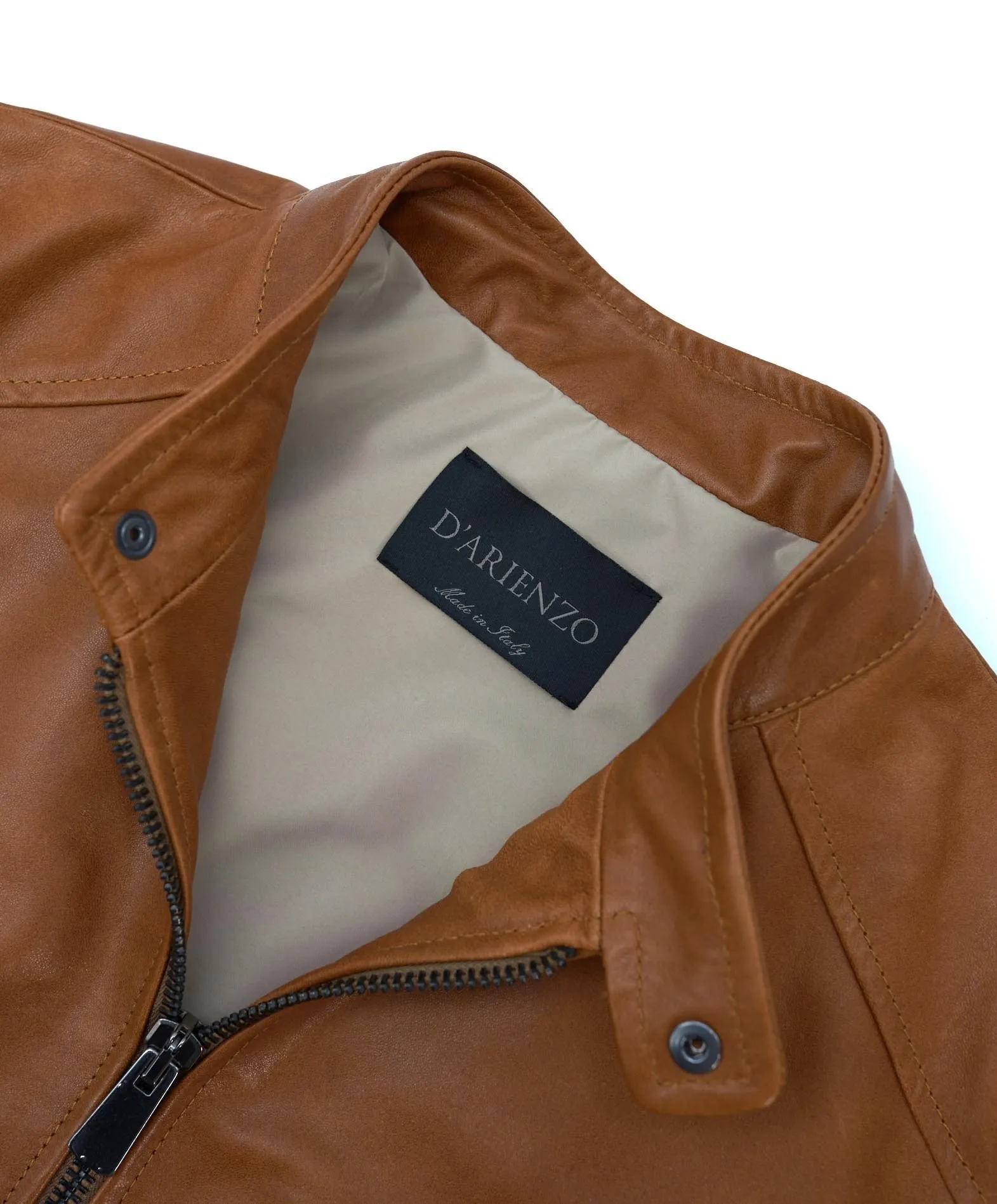 Blouson cuir homme style motard cuir plongé couleur noisette Ted