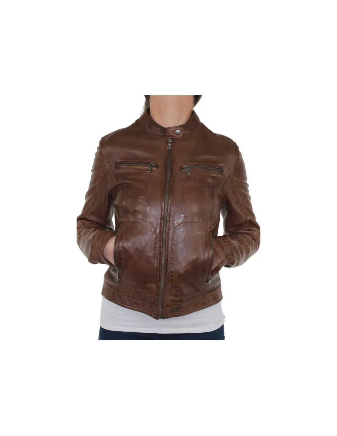 Blouson Pallas Cuir Sélection Jody en cuir ref_35983 Noisette