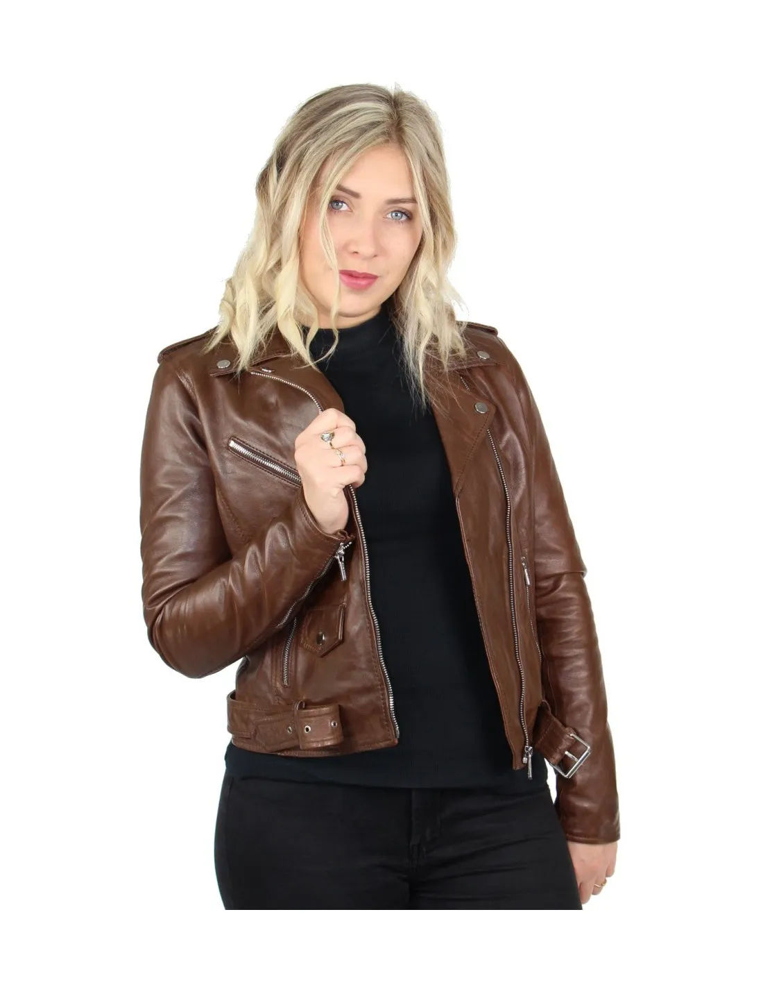 Blouson Rose Garden en cuir ref_46927 Bison
