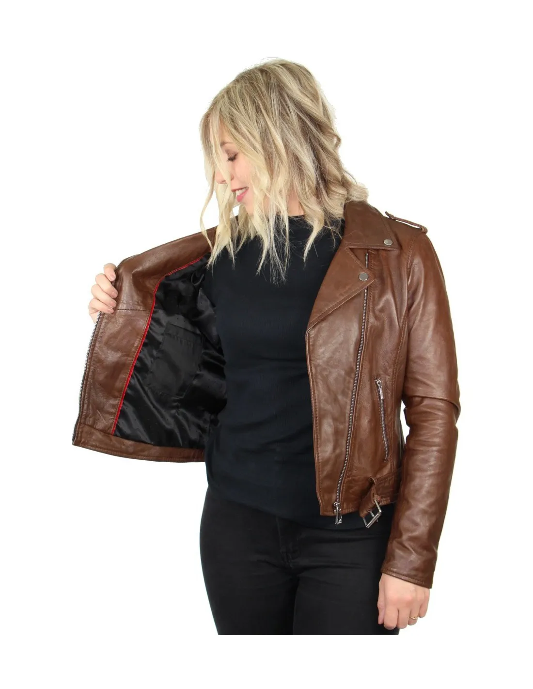 Blouson Rose Garden en cuir ref_46927 Bison