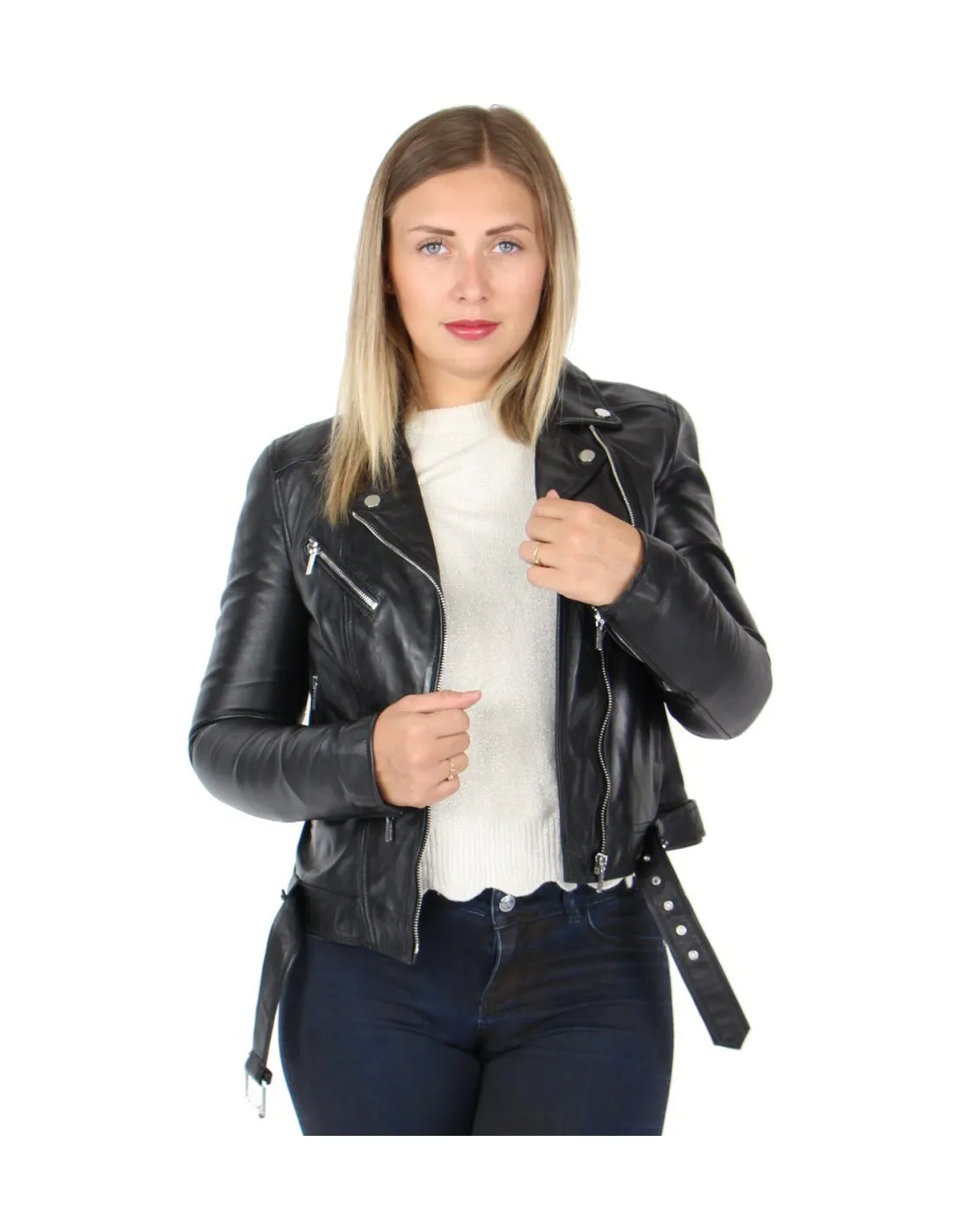 Blouson Rose Garden en cuir ref_50144 Noir