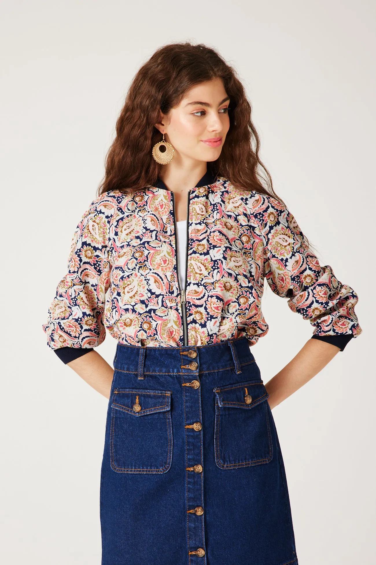 Blouson zippé imprimé Femme - Imprimé multicolore