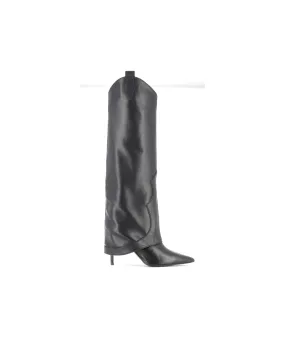 BOTTE BIBICHE CUIR NOIR