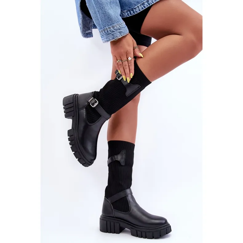 Bottes Chaussettes Femme Noir Abroze le noir