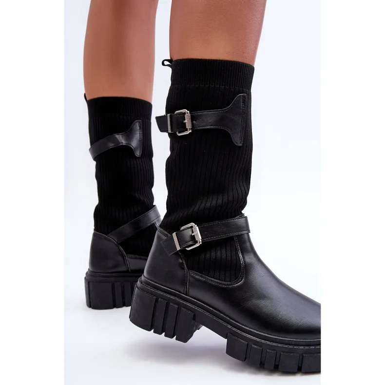 Bottes Chaussettes Femme Noir Abroze le noir
