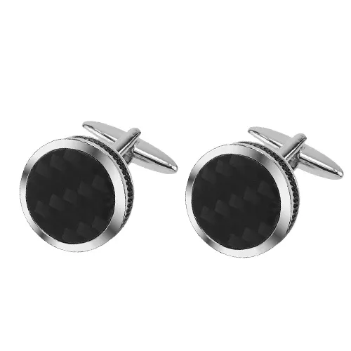 Boutons de manchette / Boutons de manchette Carbone Rond