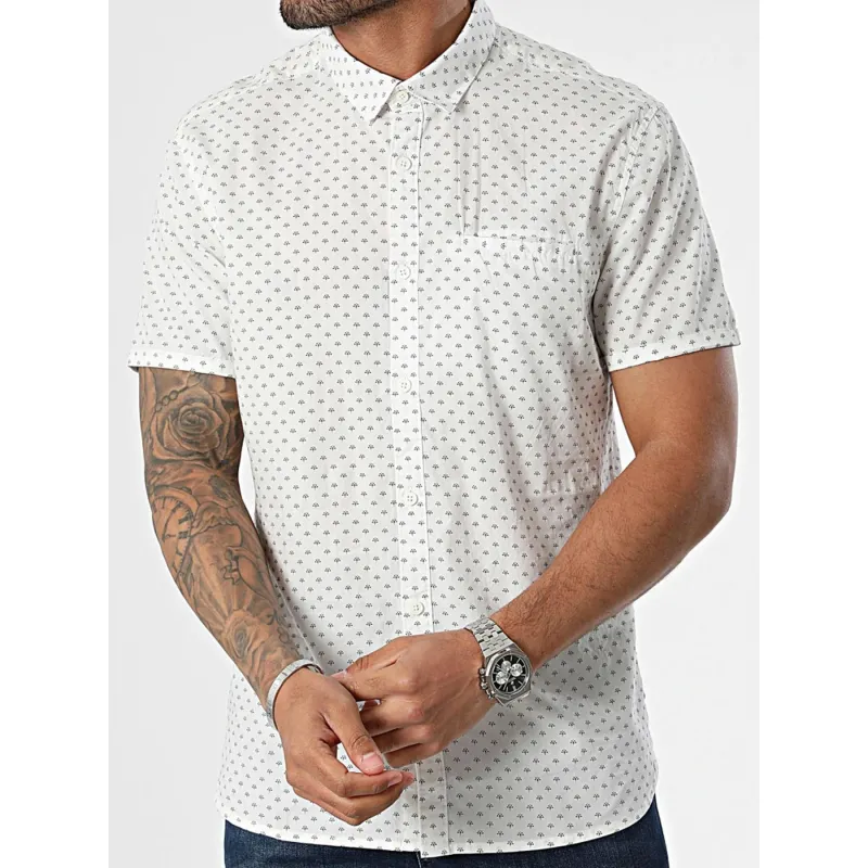 Chemise cut mc imprimé créme bleu homme - Teddy Smith | wimod
