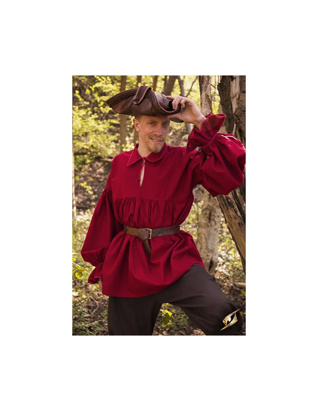 Chemise en coton Renaissance Aramis, rouge foncé ⚔️ Boutique Épées