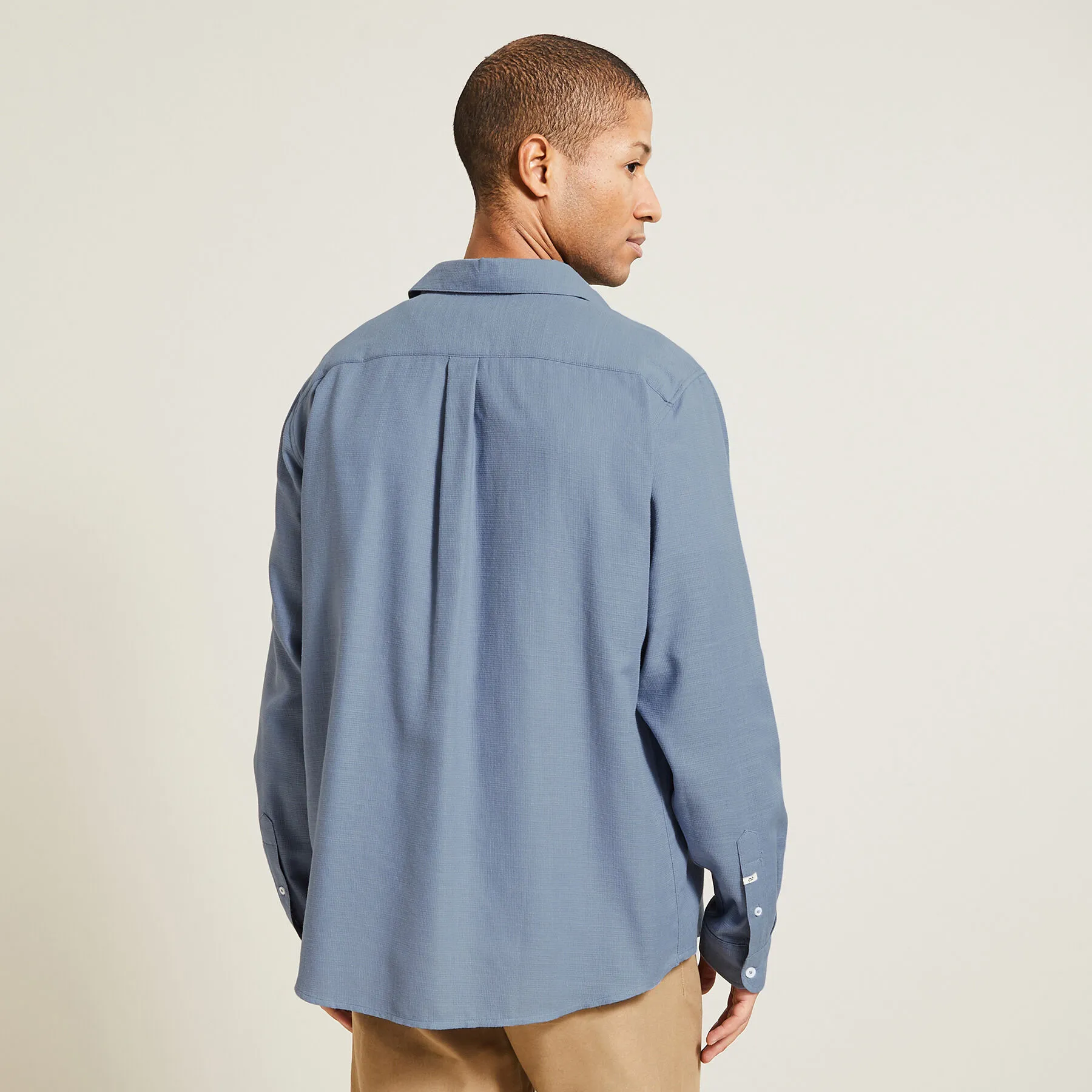 Chemise regular unie texturée coton biologique Bleu clair | Jules