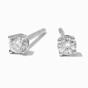 Clous d’oreilles 2 mm diamants de laboratoire panier rond poids total 1/20 carats couleur argentée C LUXE