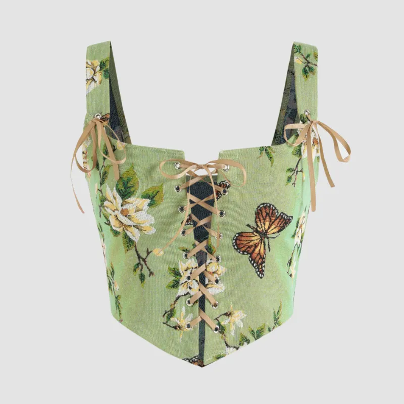 Corset Femme Vert Papillon