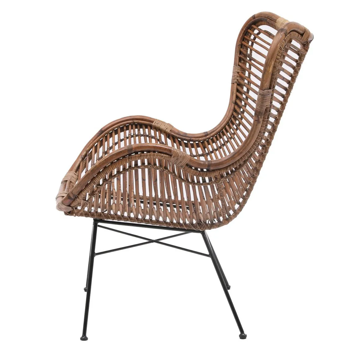 Fauteuil en Metal et Rotin Naturel Marron JAKARTA | 3 Suisses