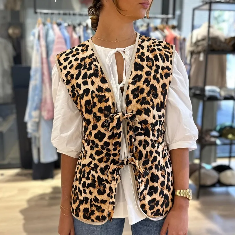 Gilet Sans Manches Leopard Camel