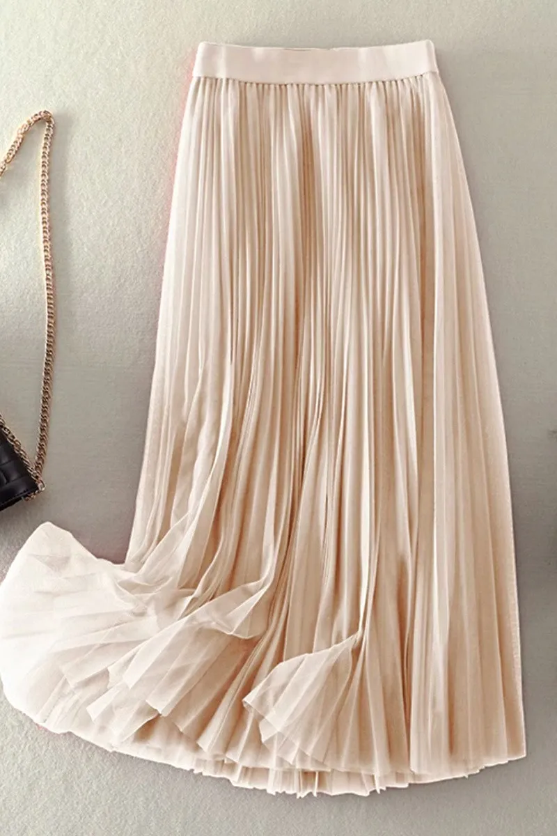 Jupe plisse tulle  nude beige