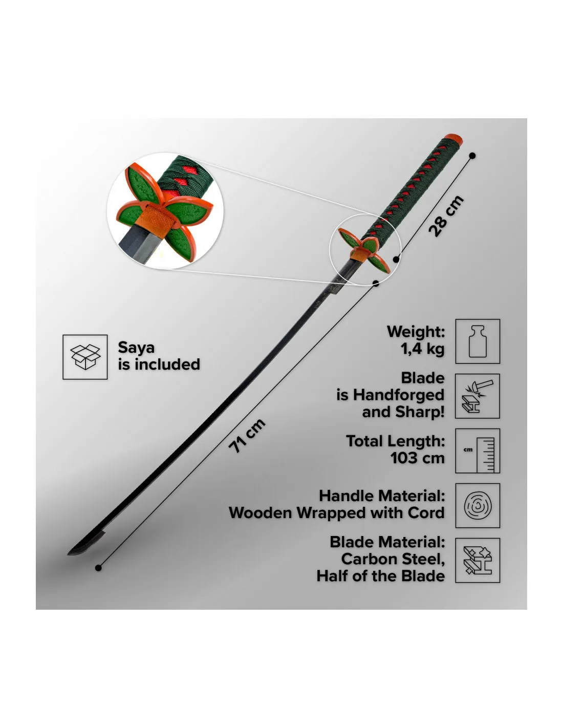 Katana forgé à la main de Kochou Shinobu, tueur de démons ⚔️ Boutique Épées