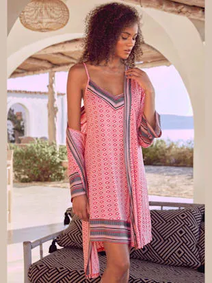 Kimono court avec motif ethnique