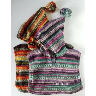 Kit tricot poncho Sacha taille 3/4ans