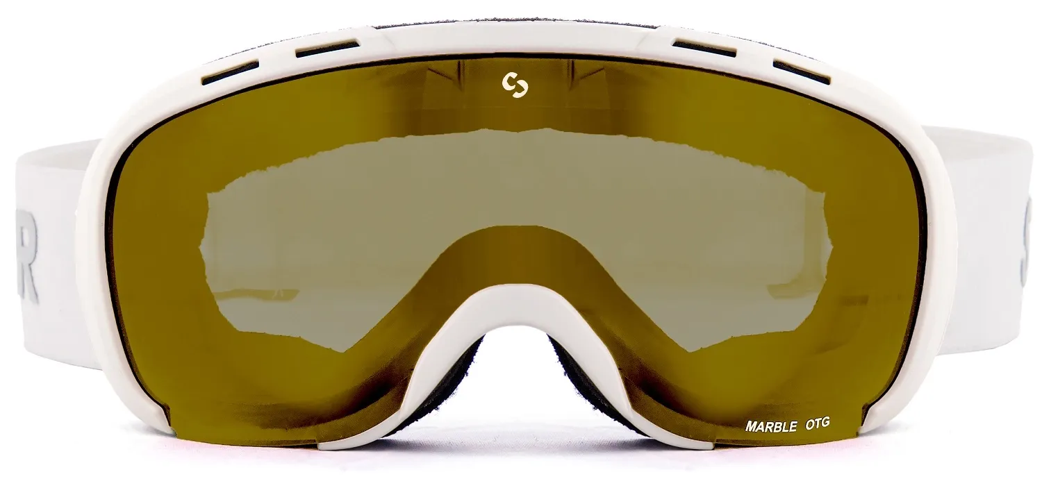 Masque de Ski Sinner Marble OTG Matte White Double Full Gold Mirror