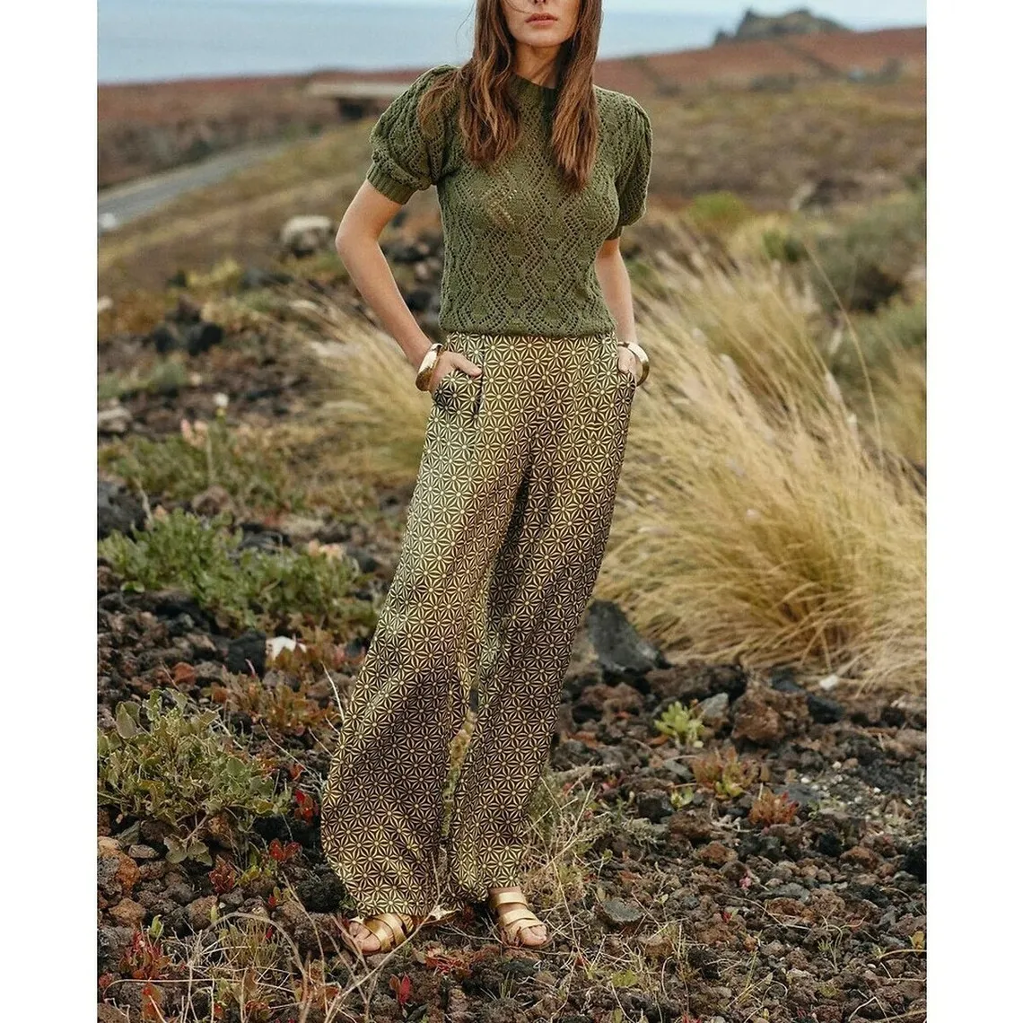 Pantalon MOONA - Vert en viscose | 3 Suisses