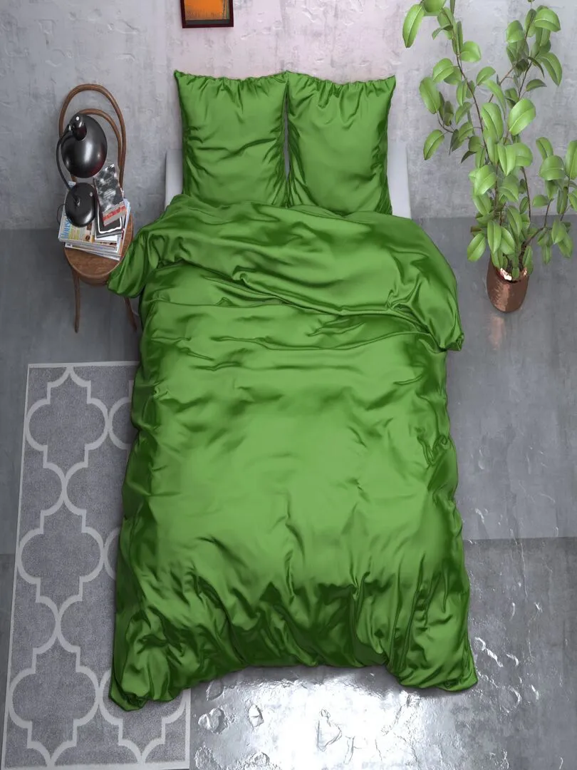 Parure de Lit Satin Vert Emeraude - Vert