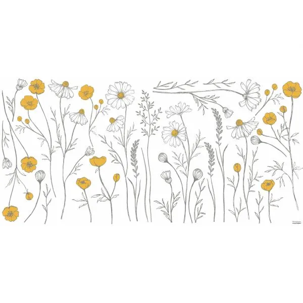 Planche de stickers 64 x 130 cm - Grandes fleurs de Camomille