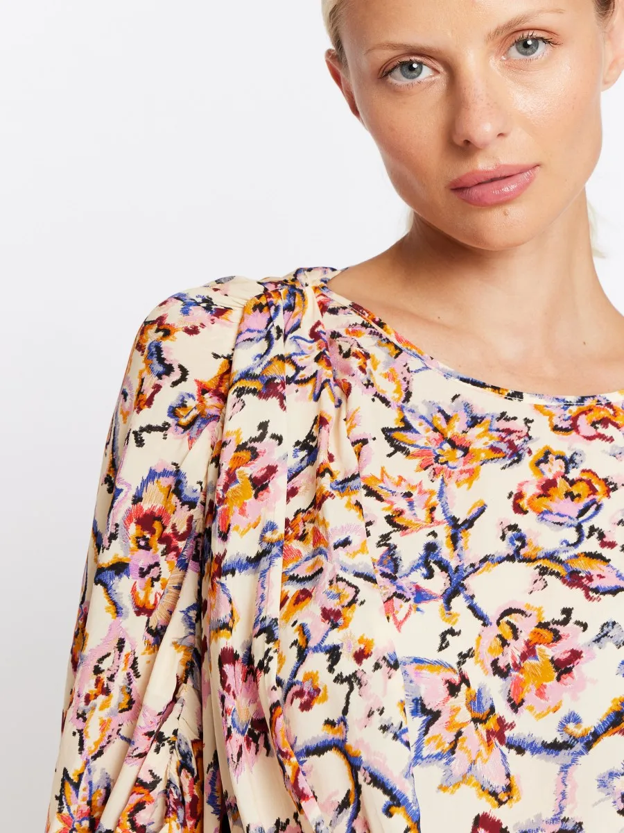 RAKY | Robe courte imprimé fleuri et manches chauves-souris