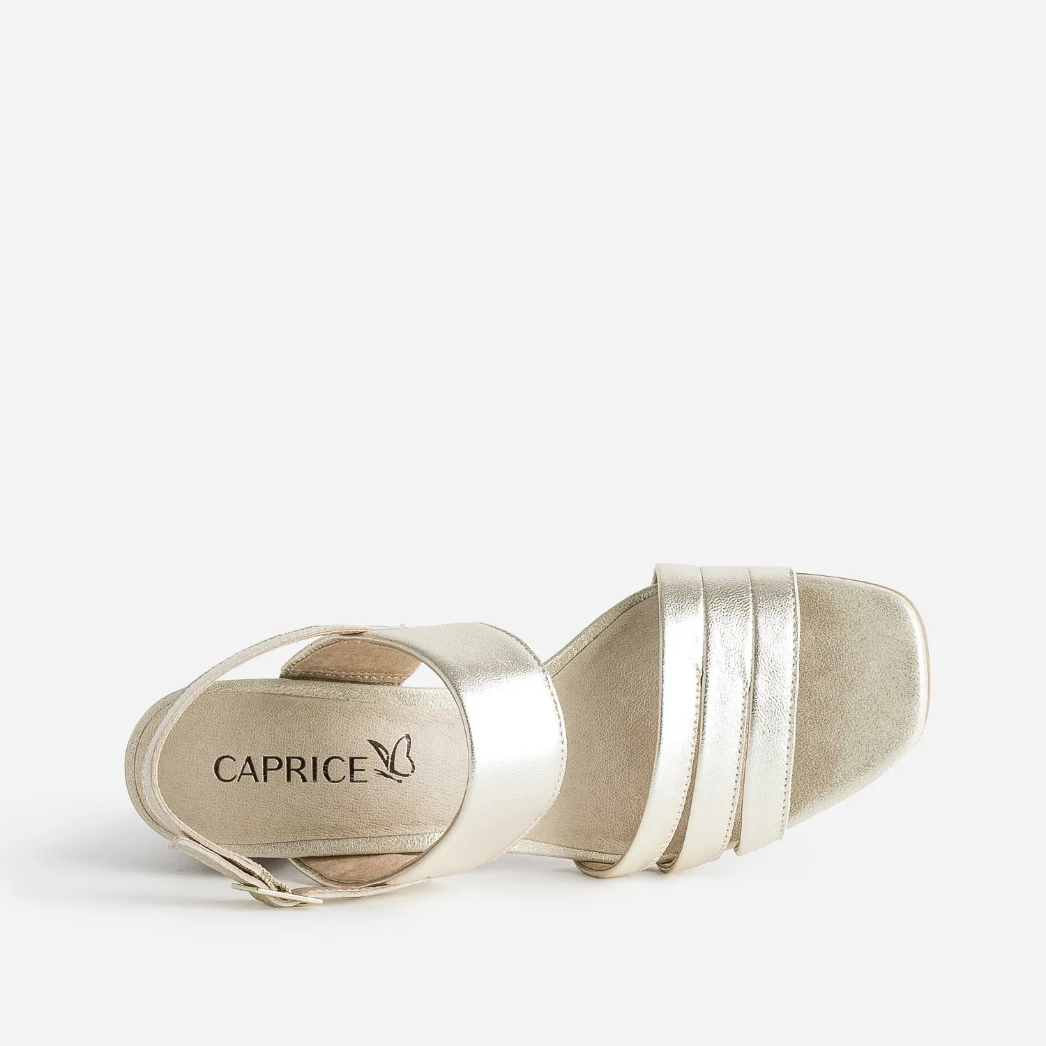 Sandale à talon CAPRICE dorée en cuir - Sandales Femme | ERAM