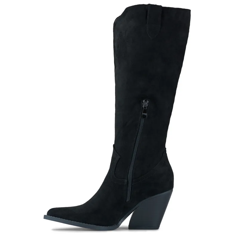 Santiags femme en daim noir le noir