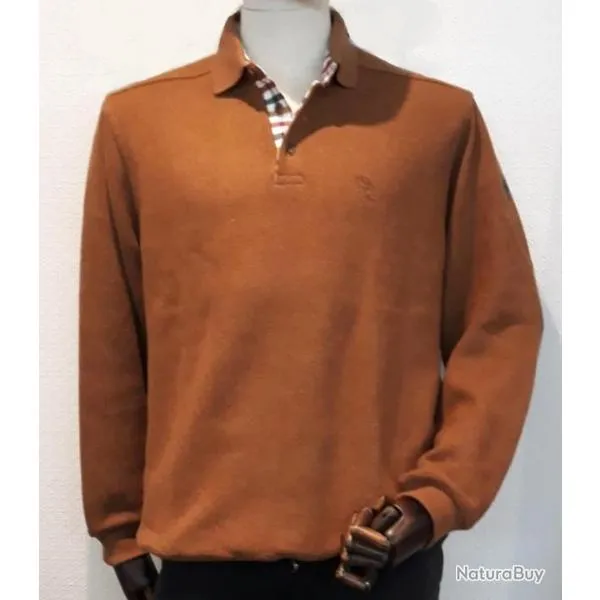 SWEAT COL BOUTONNÉ NOISETTE T2XL