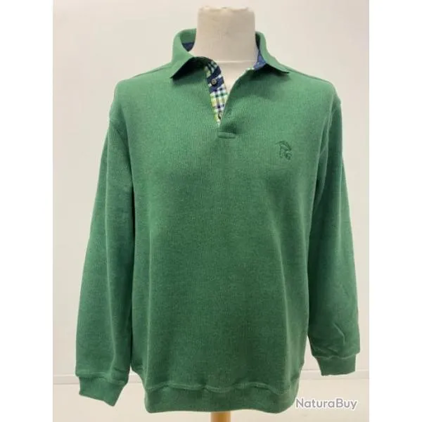 Sweat col boutonné vert - LOVERGREEN