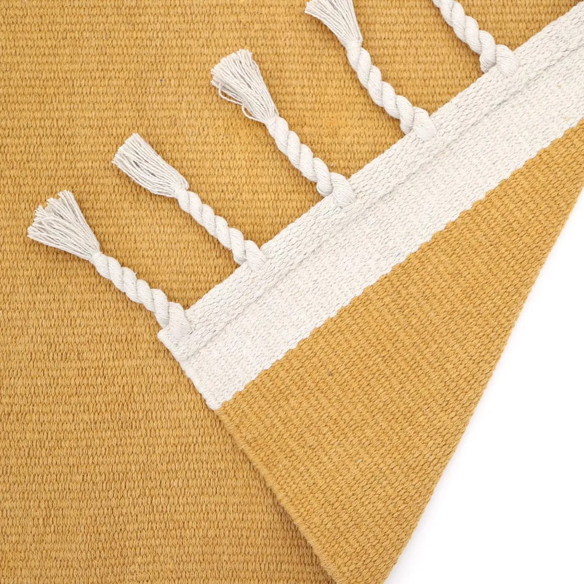 Tapis coton contemporain moutarde en coton | 3 Suisses