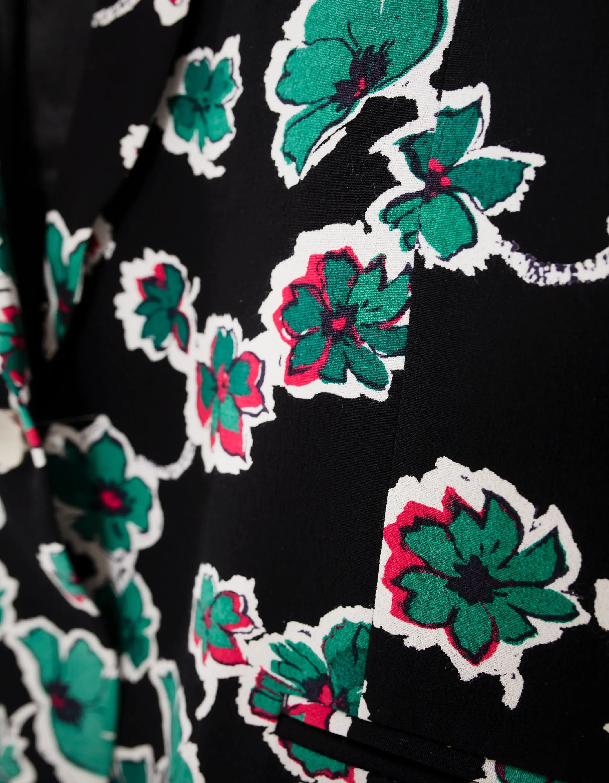 Veste de costume noire imprimé green flowers Femme