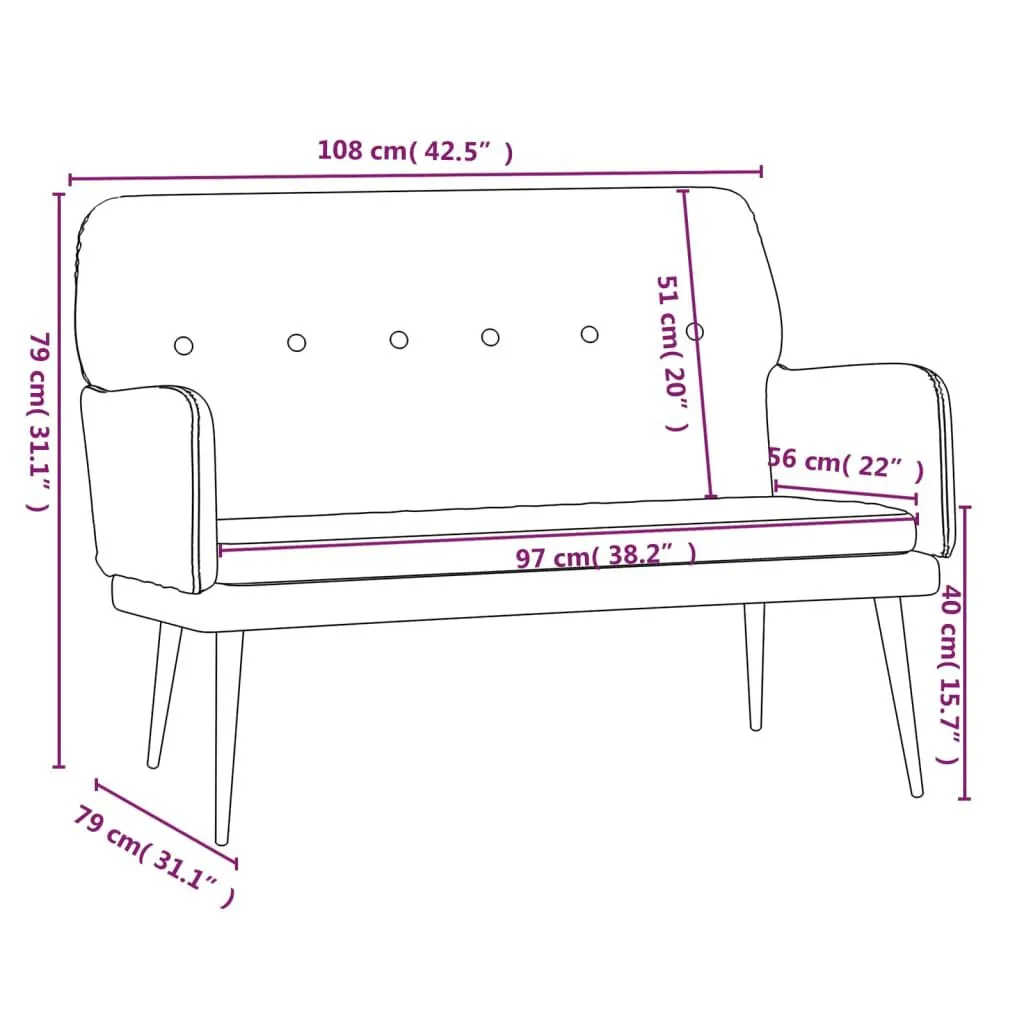 vidaXL Banc Noir 108x79x79 cm Velours | vidaxl-fr